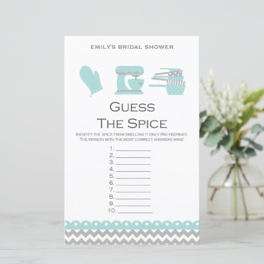 Aqua Kitchen Brautparty Game PRINTIERT (Stehend Vorderseite)