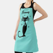 Aqua Kitchen Schürze mit Retro Atomic Cat (InSitu)