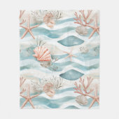 Aqua Korallen Botanisches Küstenmuster Fleecedecke (Vorderseite)