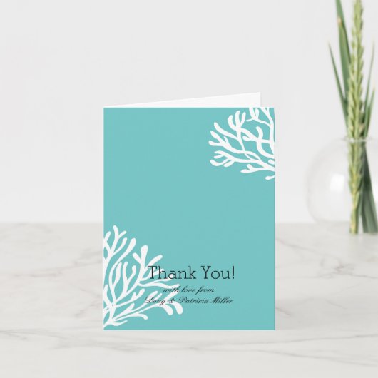 Aqua-korallenroter Strand danken Ihnen Dankeskarte (Vorderseite)