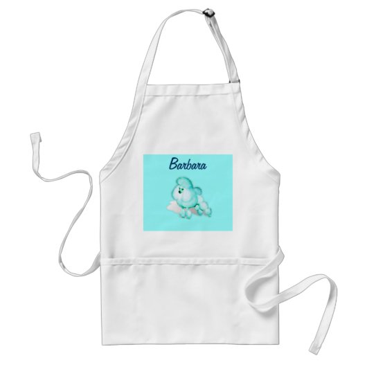 Aqua-Küchen-Pudel-Retro Schürze personalisiert (Vorne)