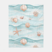 Aqua-Küsten-Muscheln & funkelnder Seestern (4) Fleecedecke (Vorderseite)