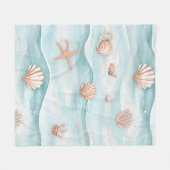 Aqua-Küsten-Muscheln & funkelnder Seestern (4) Fleecedecke (Vorderseite (Horizontal))