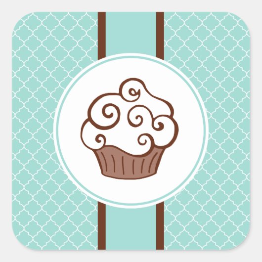 Aqua Lace Cupcake Stickers (Vorderseite)