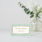 AQUA LACE GOLD WHITE BUSINESS CARD VISITENKARTE (Stehend Vorderseite)