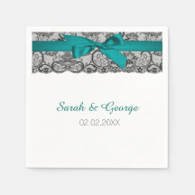 Aqua Lace personalisiert Hochzeitsnapkins