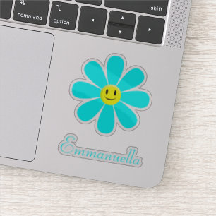Aqua lächelt Daisy Personalisiert Aufkleber