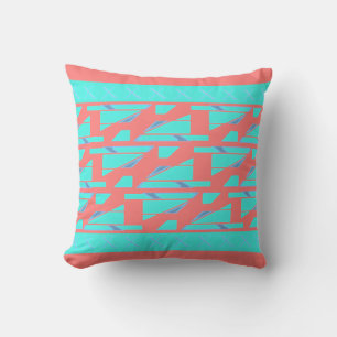 Aqua-Lachs-umrandetes MCM-ähnliches Mosaikdesign Kissen