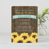 AQUA-LADEN RUSTIKALES SONNENBLUME-BRAUTPARTY EIN EINLADUNG (Stehend Vorderseite)