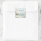 Aqua Lake Pastel Landscape Wildflower Gold Frame Quadratischer Aufkleber (Tasche)