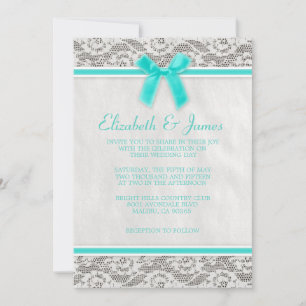 Aqua-Land-Spitze-Hochzeitseinladungen Einladung