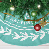 Aqua Laurel Wreath Familie Erstweihnachtsfest Polyester Weihnachtsbaumdecke