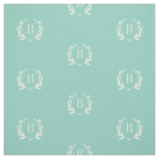 Aqua Laurel Wreath Monogram Stoff (Muster)