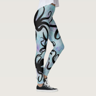 Aqua-Lavendel-Kraken-Silhouette-Leggings Leggings