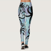 Aqua Lavender Octopus Silhouette Leggings (Rückseite)