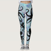 Aqua Lavender Octopus Silhouette Leggings (Vorderseite)