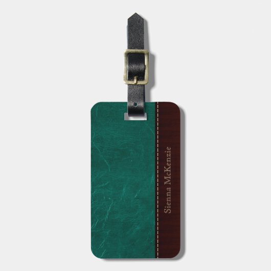 Aqua Leather Look Gepäckanhänger (Vorderseite vertikal)