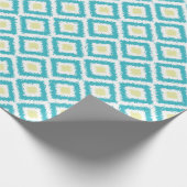 Aqua Lemon Diamonds Ikat Pattern Geschenkpapier (Ecke)