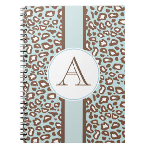 Aqua Leopard Monogram Journal Notebook Geschenk Notizblock