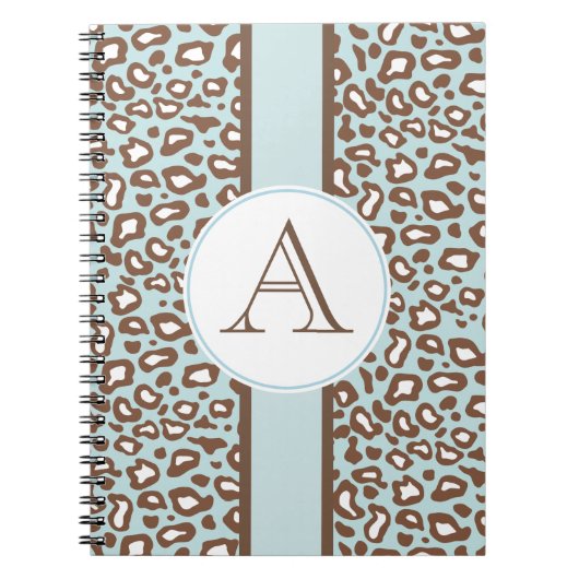 Aqua Leopard Monogram Journal Notebook Geschenk Notizblock (Vorderseite)