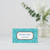 Aqua Leopard Muster Business Card Visitenkarte (Stehend Vorderseite)