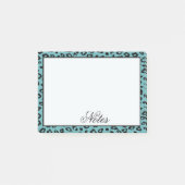 Aqua Leopard Print Post-it Klebezettel (Vorderseite)