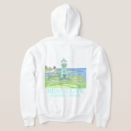 Aqua Lighthouse Zippered Hoodie (AblageHinten)