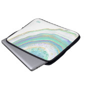 Aqua Lila Agate Marmormuster und Monogramm Laptopschutzhülle (Vorne Knopf)