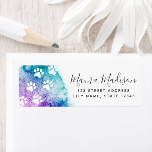 Aqua lila Aquarell-Rücksendeadresse (Insitu)
