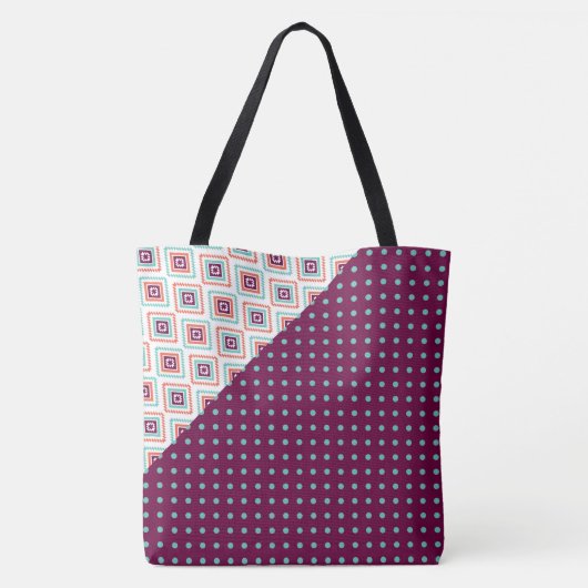 Aqua Lila Aztec Dots Trendy Girly Name Monogram Tasche (Rückseite)