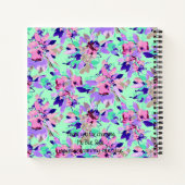 Aqua Lila Blüte individuell anpassbar Notizblock (Rückseite)