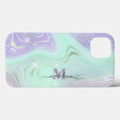 Aqua Lila Crystal Marble Iridescent Agate Case-Mate iPhone Hülle (Rückseite (Horizontal))