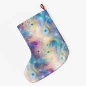 Aqua Lila Floral Peacock Feathers Weihnachten Großer Weihnachtsstrumpf (Rückseite (Hängend))