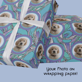 Aqua Lila Foto Haustier Mama Oma Dog Lover Geschen Geschenkpapier