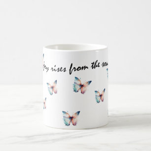 Aqua Lila Joy erhebt sich vom Soul Butterfly Kaffeetasse
