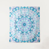 Aqua Lila Kaleidoskop Wandteppich (Vorderseite)