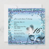 Aqua & Lila Masquerade Mask Geburtstagsparty Einladung (Rückseite)