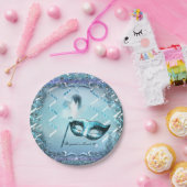 Aqua & Lila Masquerade Maske Elegantes Ball Party Pappteller (Party)