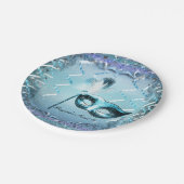 Aqua & Lila Masquerade Maske Elegantes Ball Party Pappteller (Schrägansicht)