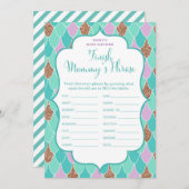 Aqua Lila Mermaid Baby Shower Game Einladung (Vorne/Hinten)