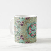 Aqua Lila Pink Floral Imitate Lampas Brocade Kaffeetasse (Vorderseite Links)