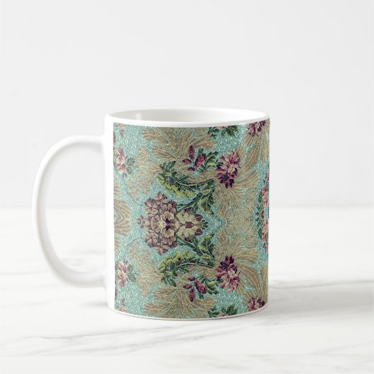 Aqua Lila Pink Floral Imitate Lampas Brocade Kaffeetasse (Links)