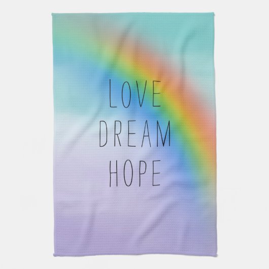 Aqua Lila Rainbow Inspiration Liebe Dream Hope Geschirrtuch (Vertikal)