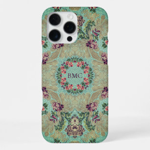 Aqua Lila Rosa Florale Faux-Lampas-Brokat iPhone 16 Pro Max Hülle