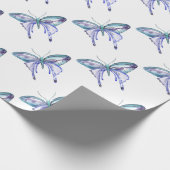 Aqua Lila Schmetterling Geschenkpapier (Ecke)