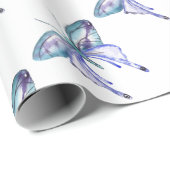 Aqua Lila Schmetterling Geschenkpapier (Rolleneckpunkt)