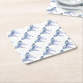 Aqua Lila Schmetterling Rechteckiger Pappuntersetzer (angewinkelt)