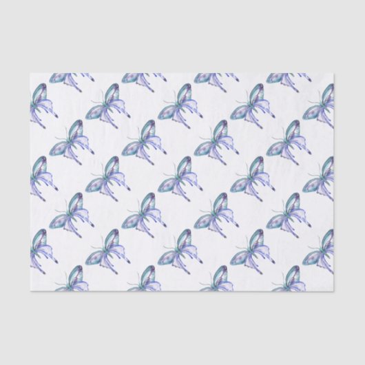 Aqua Lila Schmetterling Seidenpapier (Vorderseite)