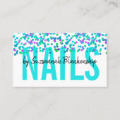 Aqua Lila Sequins Large Text NAILS Custom Visitenkarte (Vorderseite)