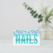 Aqua Lila Sequins Large Text NAILS Custom Visitenkarte (Stehend Vorderseite)